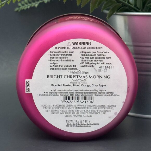 BBW Bright Christmas Morning White Barn Bath & Body Works 3 Wick Candle - Picture 9 of 10